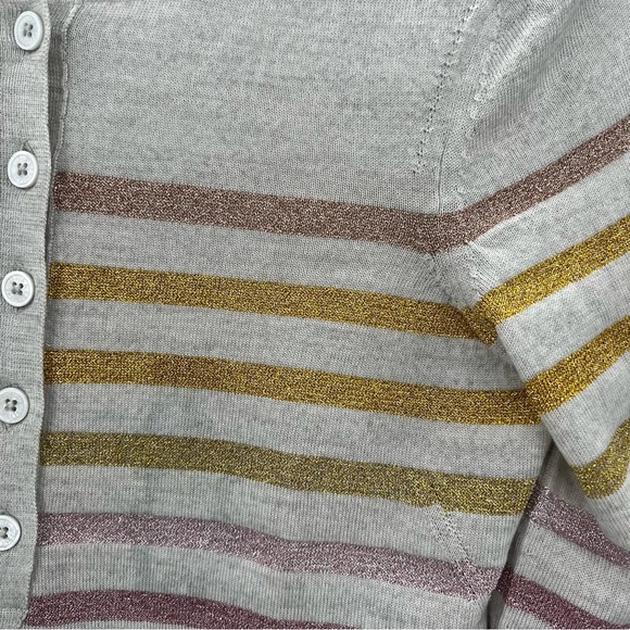 NWT Zadig & Voltaire Hila Lurex Metallic Striped Merino Wool Sweater Pullover S - Picture 4 of 11